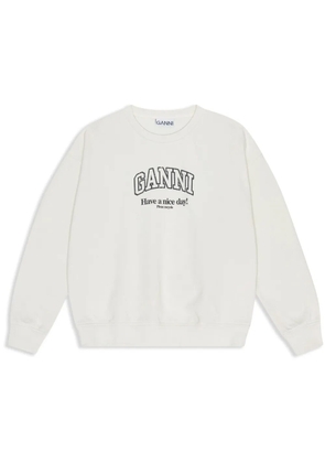 GANNI logo-print cotton sweatshirt - White