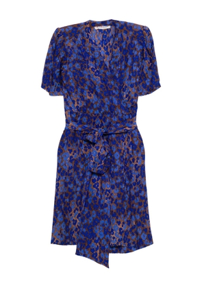 Saint Laurent Pre-Owned 1980s leopard-pattern midi dress - Blue