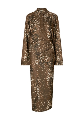 Tory Burch abstract print long sleeves dress - Brown