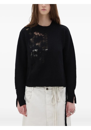 Ann Demeulemeester side-tie distressed wool sweater - Black