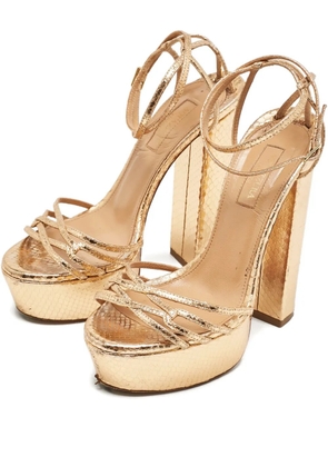 Aquazzura python-effect platform sandals - Gold