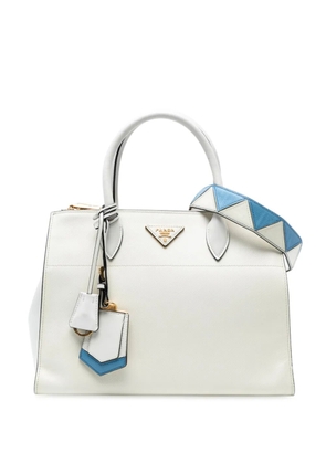 Prada Pre-Owned 2013-2025 City Calf Trimmed Saffiano Greche Paradigme Bag satchel - White
