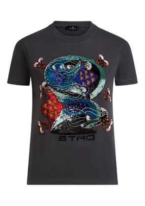 ETRO sequin-embellished graphic t-shirt - Grey