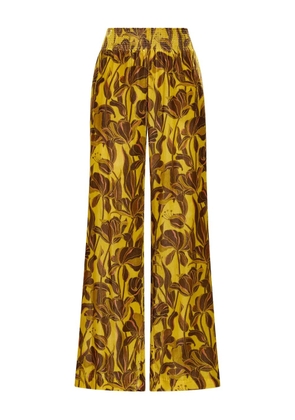 MALIPARMI Lily's Ballet smocked floral trousers - Yellow