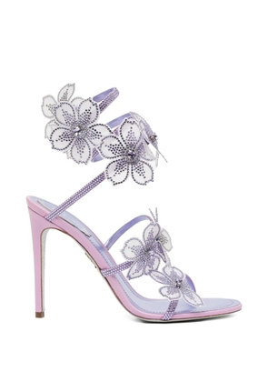 René Caovilla 105mm Peach Flower sandals - Purple
