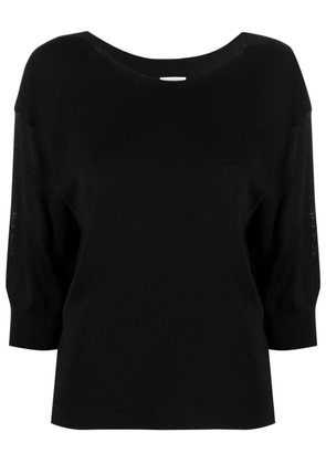 Malo fine-knit short-sleeve top - Black
