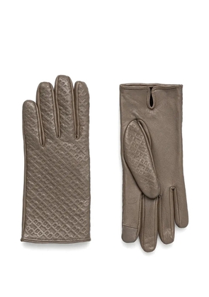 BOSS logo-embossed leather gloves - Neutrals