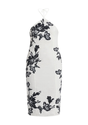 Hemant And Nandita Aahi floral halterneck midi dress - White