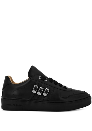 Philipp Plein skull-appliqué leather sneakers - Black