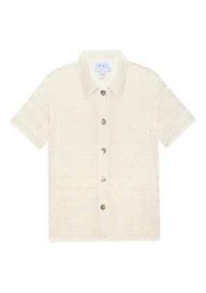 Calle Del Mar grid-pattern short-sleeve shirt - White
