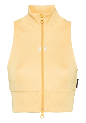 Courrèges zip-up cropped vest - Yellow