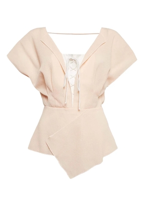 Roland Mouret lace-detail peplum top - Pink
