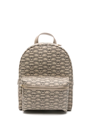 Emporio Armani mini monogram-print backpack - Neutrals