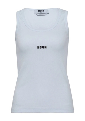 MSGM logo-embroidered ribbed tank top - White