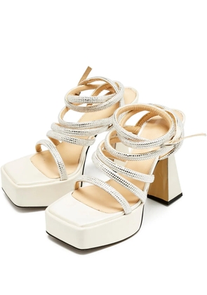 MACH & MACH Sydney crystal-embellished sandals - White