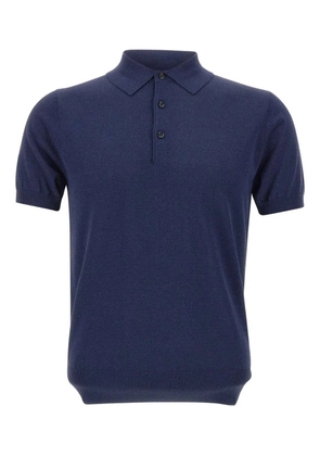 Kangra ribbed-edge short-sleeve polo shirt - Blue