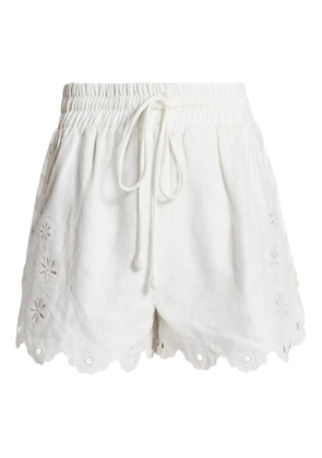 FARM Rio eyelet-embroidered scalloped-hem shorts - White