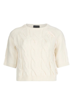 LIU JO cable-knit raglan-sleeve sweater - White