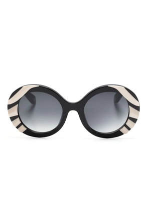 Roberto Cavalli 3D-detail round-frame sunglasses - Black