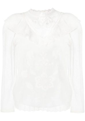 TWINSET embroidered mesh blouse - White