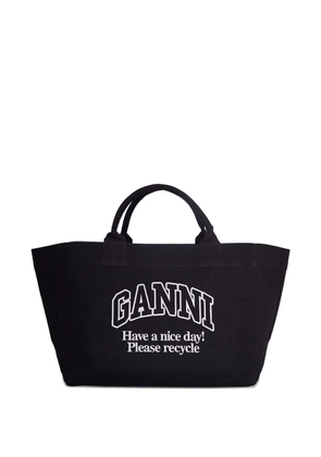 GANNI logo-print tote bag - Black