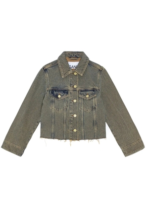 GANNI raw-cut hem denim jacket - Grey