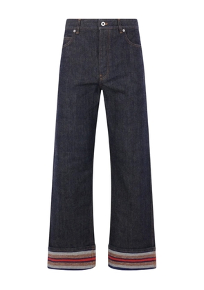 LOEWE striped-hem cuffed jeans - Blue