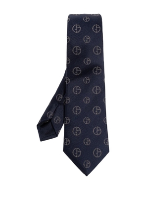 Giorgio Armani pattern silk tie - Blue