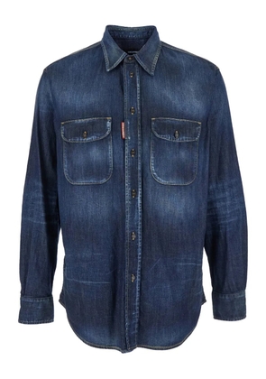 DSQUARED2 double-pockets elbow-patched denim shirt - Blue