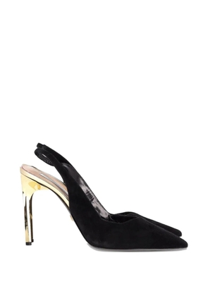 Diane Von Furstenberg Vintage metallic-heel slingback pumps - Black