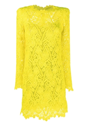 Ermanno Scervino embroidered-lace shirt mini dress - Yellow