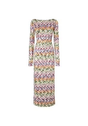 Missoni zigzag long-sleeve beach dress - Neutrals