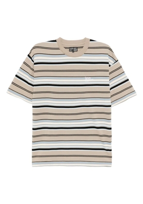 izzue striped logo T-shirt - Brown