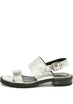 Christian Dior Pre-Owned leather slingback sandals - Silver
