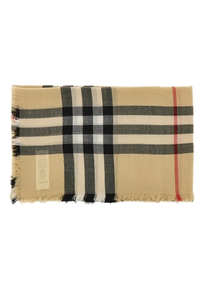 Burberry check-pattern fringed scarf - Neutrals