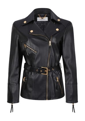 Elisabetta Franchi belted leather jacket - Black