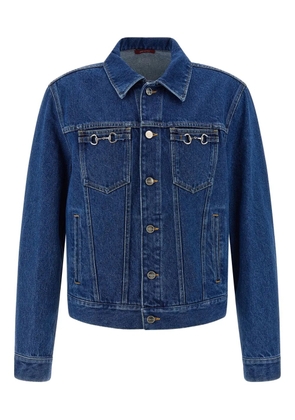 Gucci contrast-stitching horsebit denim jacket - Blue