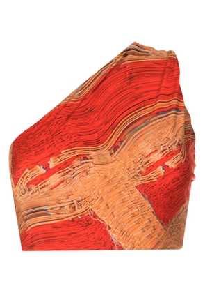 Lenny Niemeyer warped-print one-shoulder bikini top - Brown