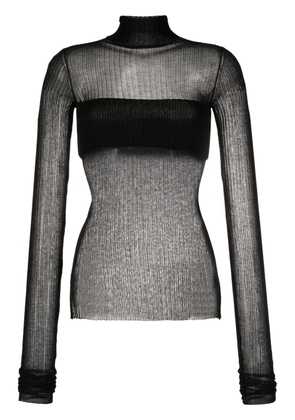 QUIRA high-neck ribbed top - Black