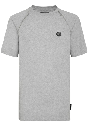 Philipp Plein zip-detail cotton T-shirt - Grey