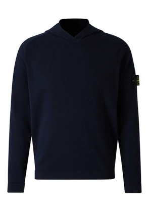 Stone Island ribbed-trim hoodie - Blue