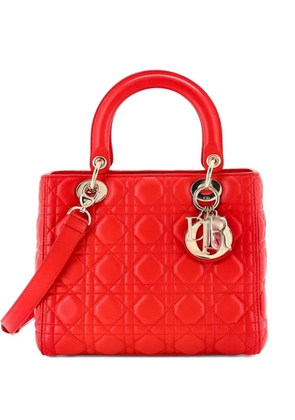 Christian Dior Pre-Owned Lady Dior Bag Cannage Quilt Lambskin Medium satchel - Red