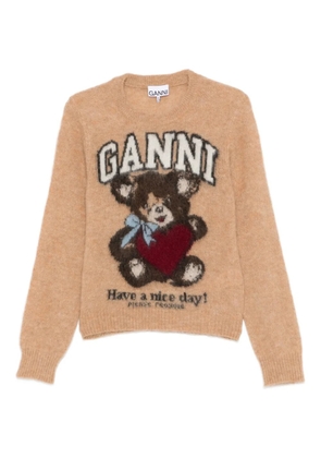 GANNI patterned-jacquard sweater - Brown