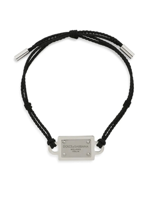 Dolce & Gabbana logo-plaque cord bracelet - Silver