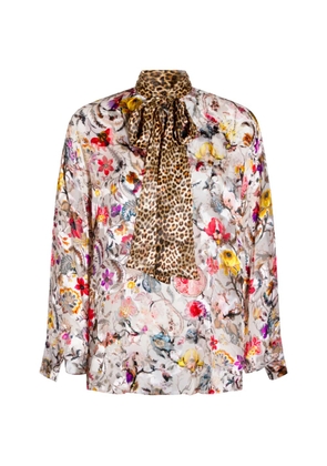 Roberto Cavalli pussy-bow floral-print blouse - Neutrals