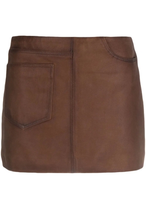 Manokhi low-rise leather miniskirt - Brown