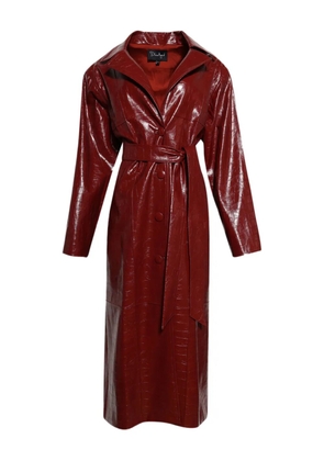 Dima Ayad belted leather coat - Red