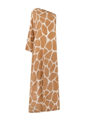 Valentino Garavani one-shoulder print maxi dress - Brown