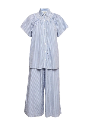 Weekend Max Mara 2024 striped cotton shirt and trousers set - Blue
