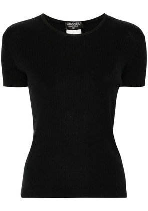 CHANEL Pre-Owned 1990-2000 ribbed cotton T-shirt - Black